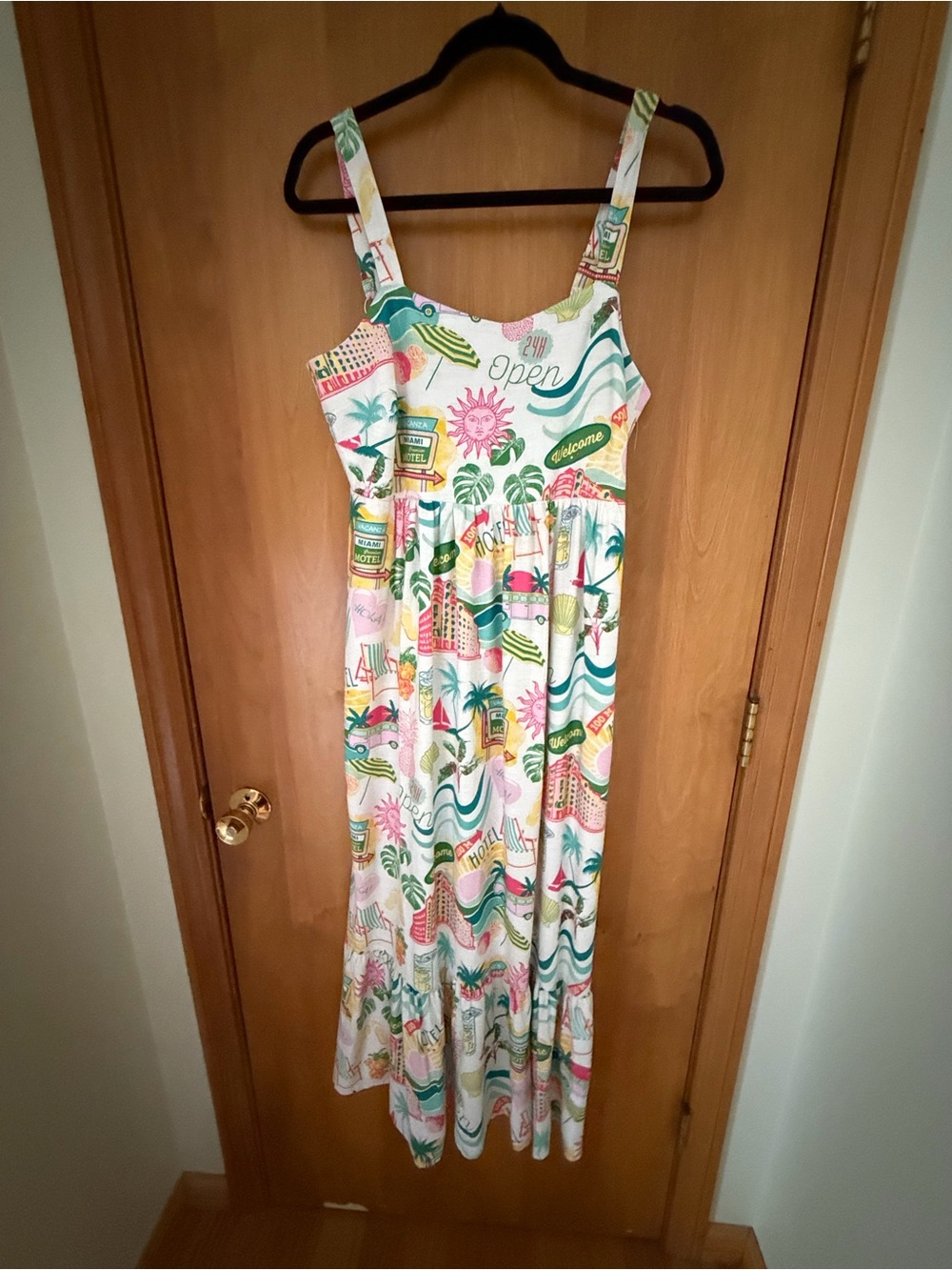 Girls' Tropical Print Sundress in White with Multicolor Accents